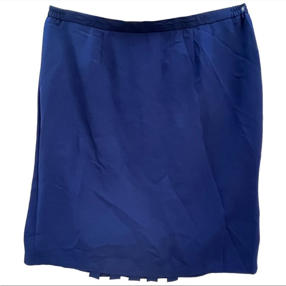 nina massini Vintage Woman Skirt Sz 28 Blue Lined Pleated Modern Zip Up Modest